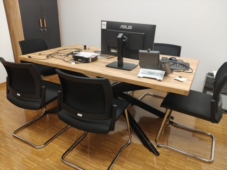X-leg table and desk with wooden top