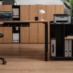 Office desk with roomy printer cabinet