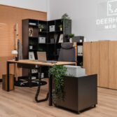 Ergonomic desk with a large work surface for working at a monitor