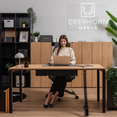 cabinet desk with top and black metal legs
