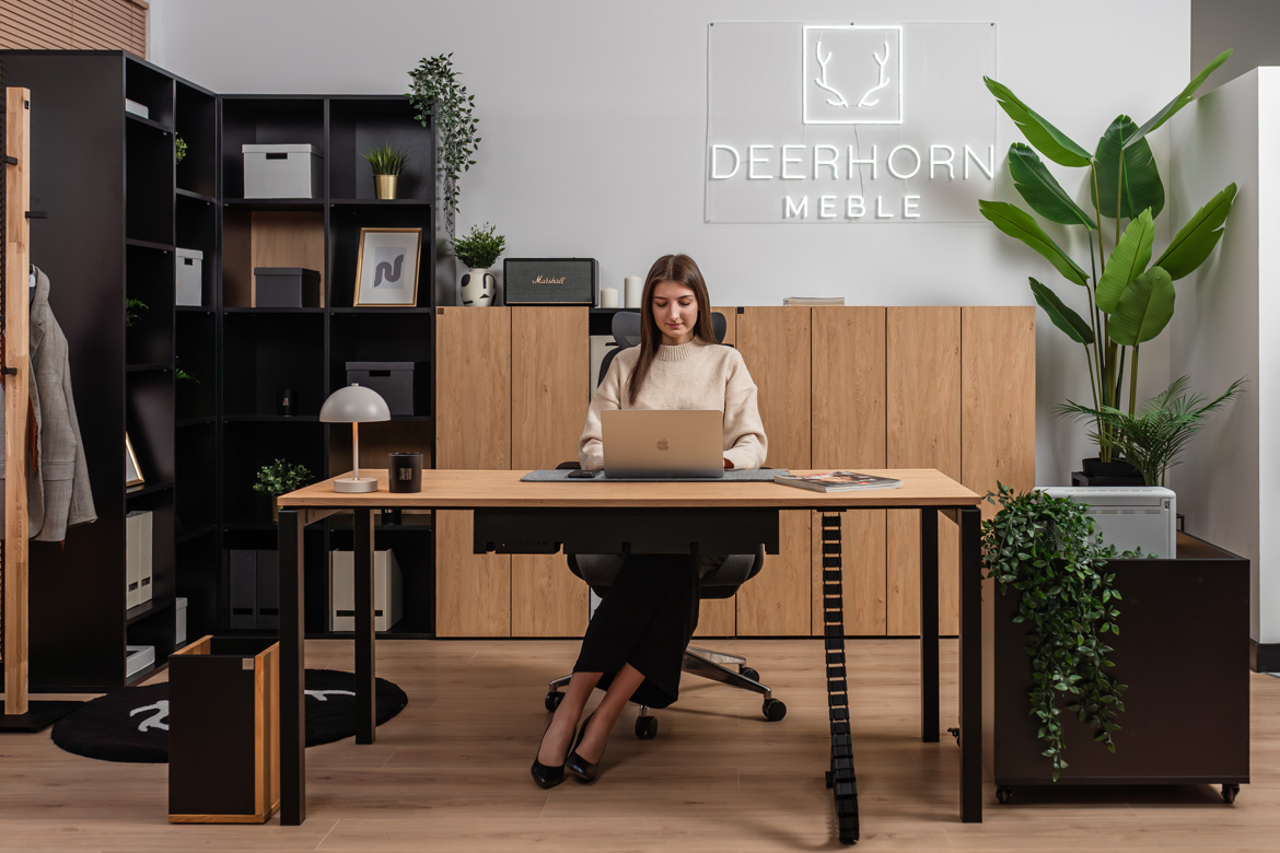 cabinet desk with top and black metal legs