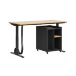 Adjustable height desk and printer cabinet