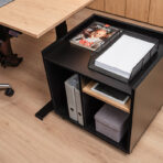 lift-up desk with roomy under-top cabinet on wheels
