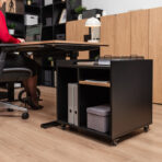 adjustable desk ideal for apartment with narrow pedestal