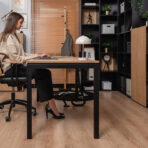 Natural wood effect desk for an elegant workspace