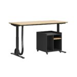 Desk with height memory for people struggling with back pain and mobile desk cabinet