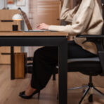 Natural oak imitation desk for an elegant office