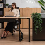 imitation wood desk with functional printer cabinet