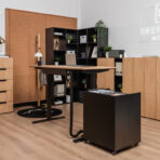 ergonomic lift desk with pedestal for office