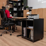 ergonomic set with electric standing desk and pedestal