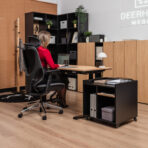 compact sit-stand home desk and pedestal