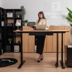 furniture set with adjustable desk and capacious pedestal