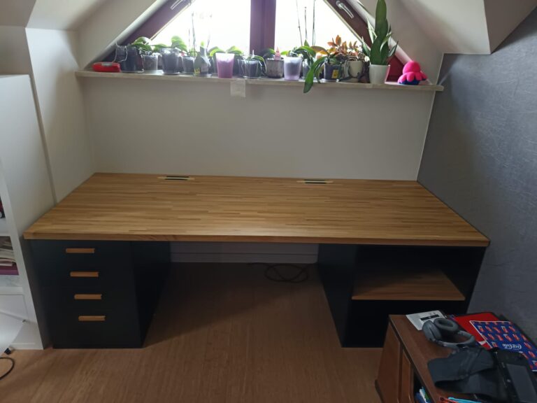 Unusual desk under the window in the attic for Mrs. Karolina from Poznan