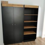 Cabinet and bookcase with wood for the marketing agency of Mrs. Karolina from Lodz, Poland