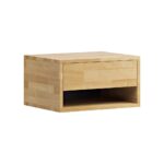 Natural oak wood hanging nightstand for bedroom