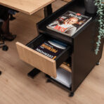 narrow pedestal on wheels with drawer