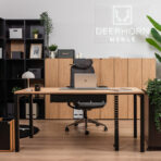 desk set with printer cabinet and document space