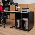 office suite with adjustable desk and storage pedestal
