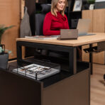 Office desk with large work surface in oak color