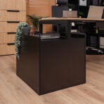 work desk with side container in natural oak color