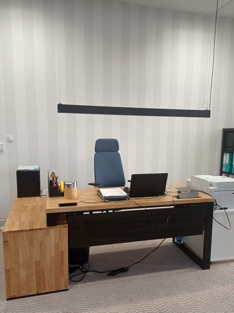 Corner desk with container for Wiszniewski Boat Centre