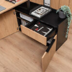 desk with container for accessories and documents