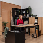 desk with side cabinet and capacious drawer for office