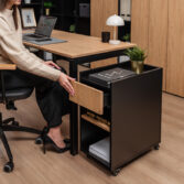 desk with cabinet on wheels