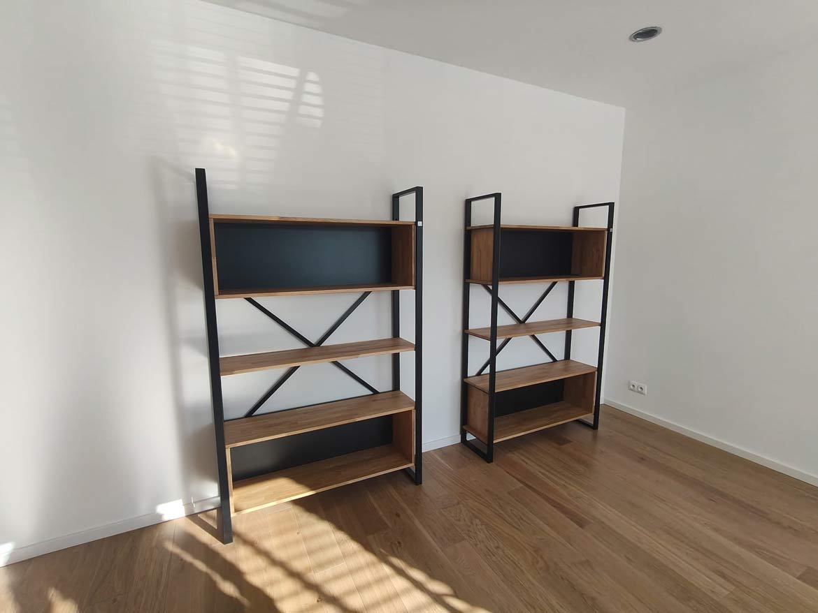Wood and steel bookcases for Mr. Grzegorz from Katowice, Poland