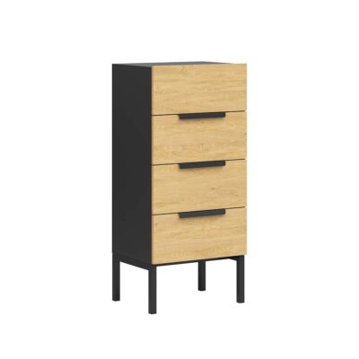 office dresser on wsyokich metal legs with 4 drawers in oak and black