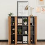 four-door chest of drawers with symmetrical arrangement of shelves