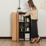 office dresser with space for binders and filing boxes