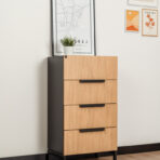 dresser with 4 drawers on metal legs for modern interiors