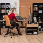 home office furniture set in combination of wood and black details