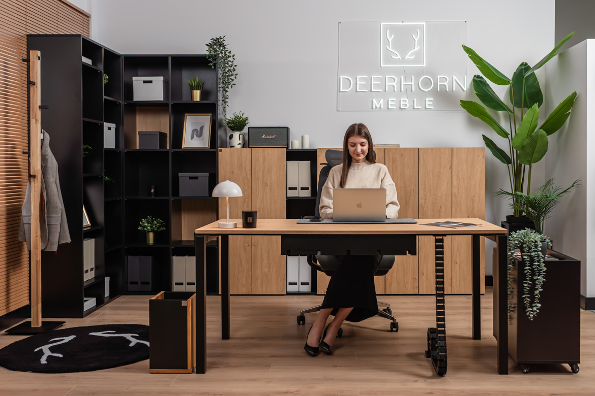 modular-furniture-for-office-with-black-regals modular office furniture with black bookcases