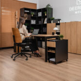 office furniture set with shelves and cabinets