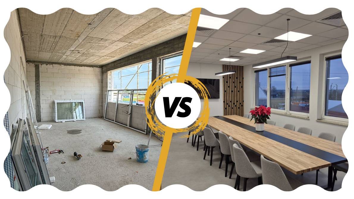 Before and after ZGK Przeworsk with Deerhorn furniture