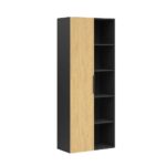 Bookcase with shelves for documents, folders, for office archive, semi-open, wide