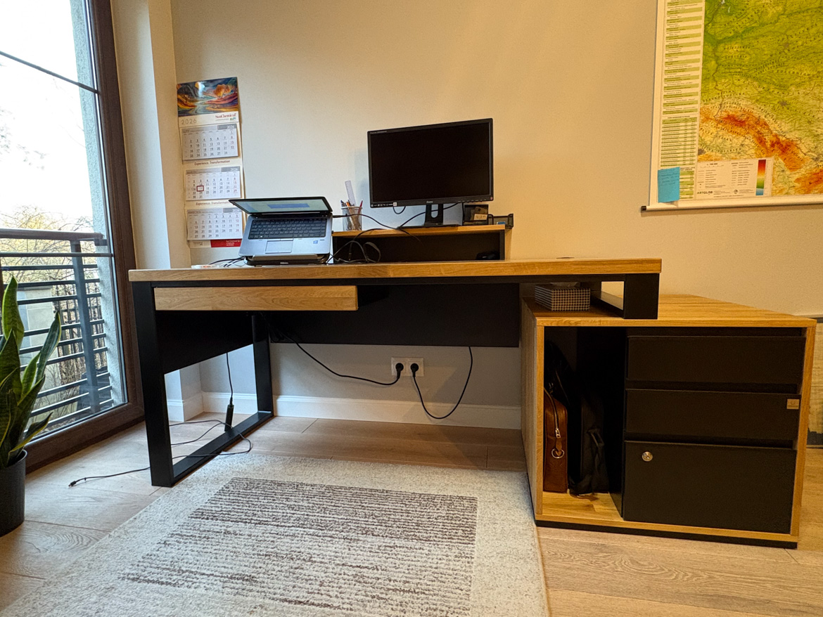 Desk with pedestal and drawer for Mr. Rafal in Warsaw