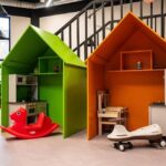 Colorful playhouses for children in restaurants and playrooms