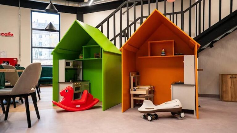 Colorful playhouses for children in restaurants and playrooms