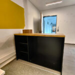Small reception counter for Steuerkanzlei Hallermeier in Altdorf, Germany.