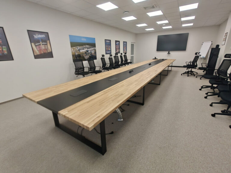 Large conference table 800×150 cm for meat industry leader Animex in Starachowice