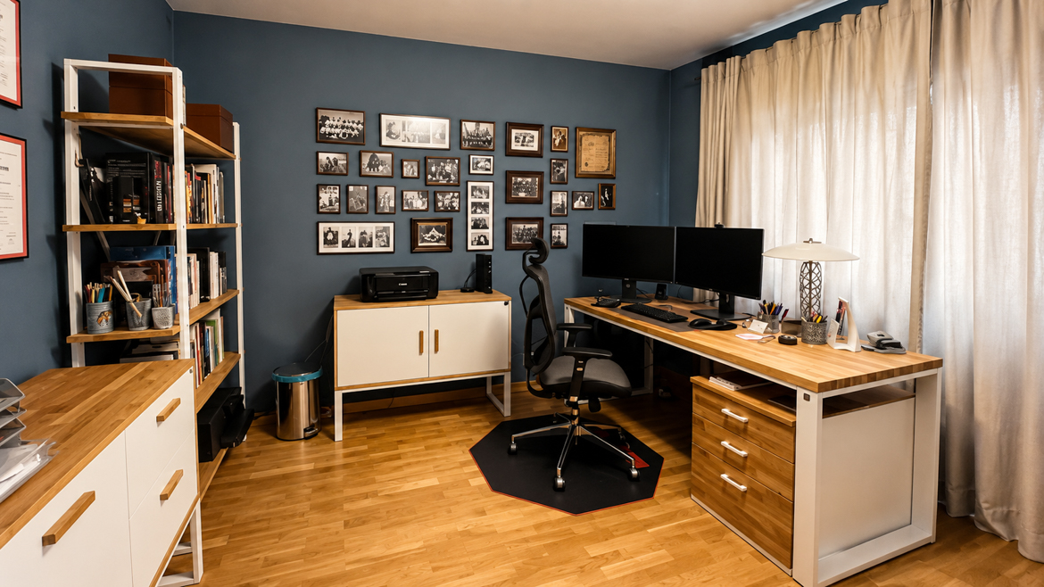 White office furniture for an architect's office in Puławy, near Lublin