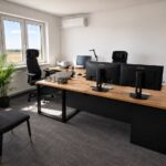 Quantum Innovations desks with oak tops near Warsaw