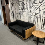 A two-seater sofa and a coffee table for Bezpieczny Wynajem in Warsaw