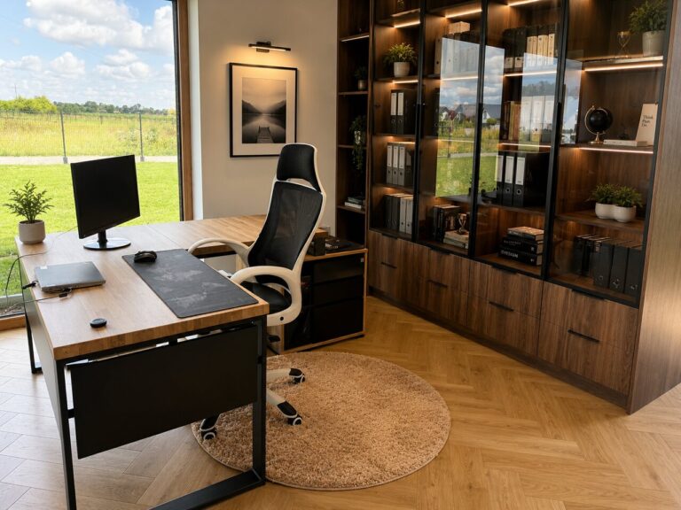 corner desk in a home office