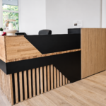 A chest of drawers that matches the counter