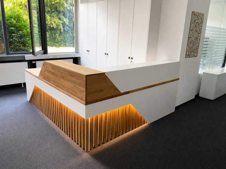Reception desk with LED lighting