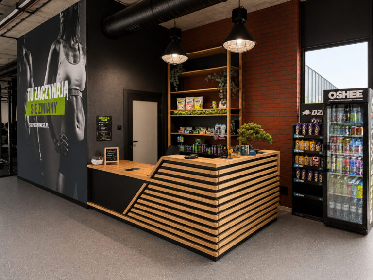 Custom-made reception furniture for a fitness club
